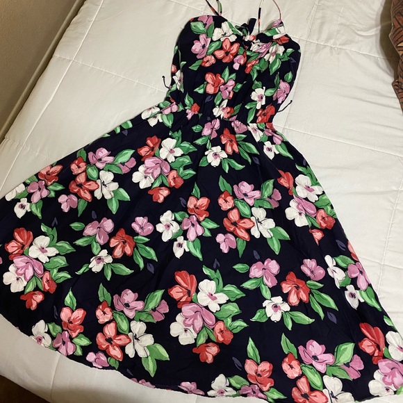 Floral Print Black Summer Dress Sz 11 - Picture 1 of 8
